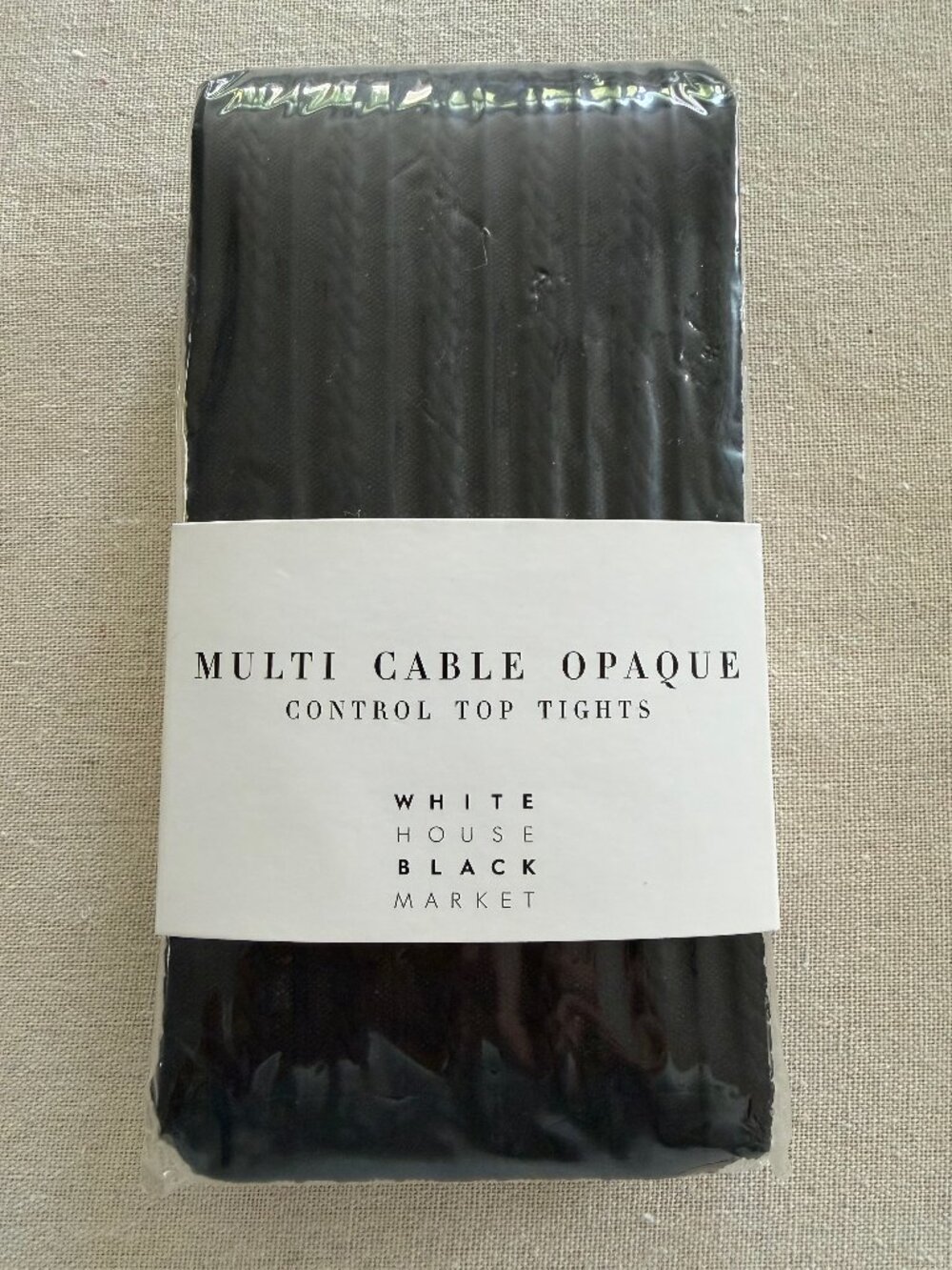 NWT White House Black Market Black Cable Knit Tights - Size S/M